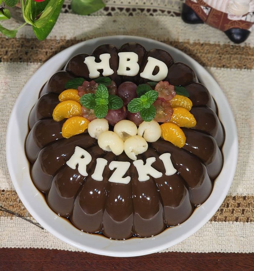 Puding Coklat 22cm dengan tulisan - Puding Mbok Dewor