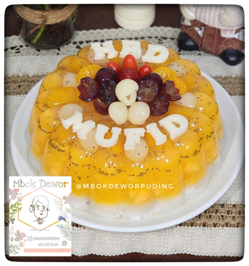 Puding kelapa jeruk 22 cm dgn tulisan - Puding Mbok Dewor